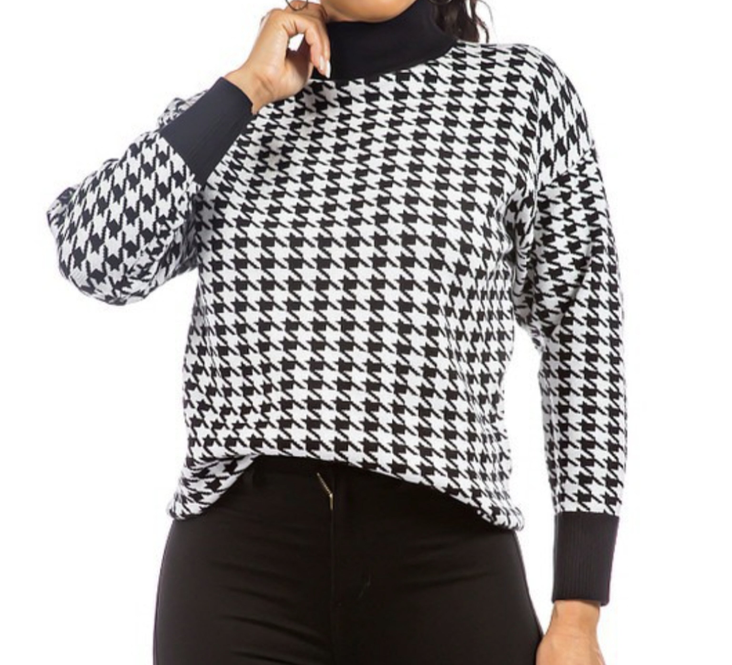 Jade Houndstooth Pullover Sweater – A Lil Bit of Sassy Boutique